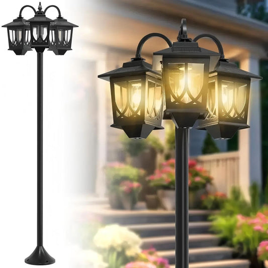 Outdoor Solar Lamp Post Light – 3-Head Waterproof Solar Lights for Garden, Lawn, Pathway, Yard